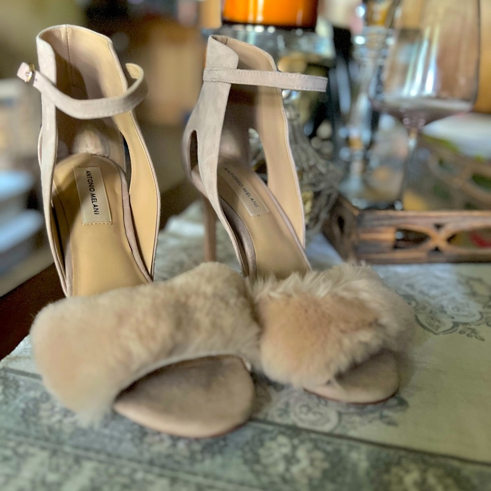 Blush suede heels